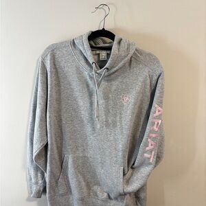 Ariat Light Gray Hoodie with Pink Branding
